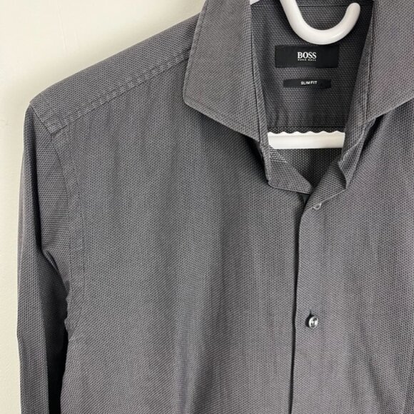 Hugo Boss Men's Slim Fit Charcoal Grey Dress Shirt - Picture 3 of 8